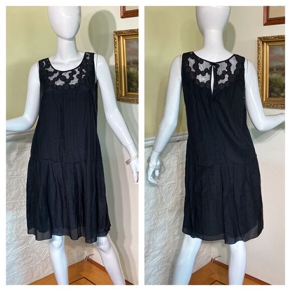 Bruuns Bazaar Copenhagen LBD Silk & Cotton Blend Black Dress - Picture 1 of 12